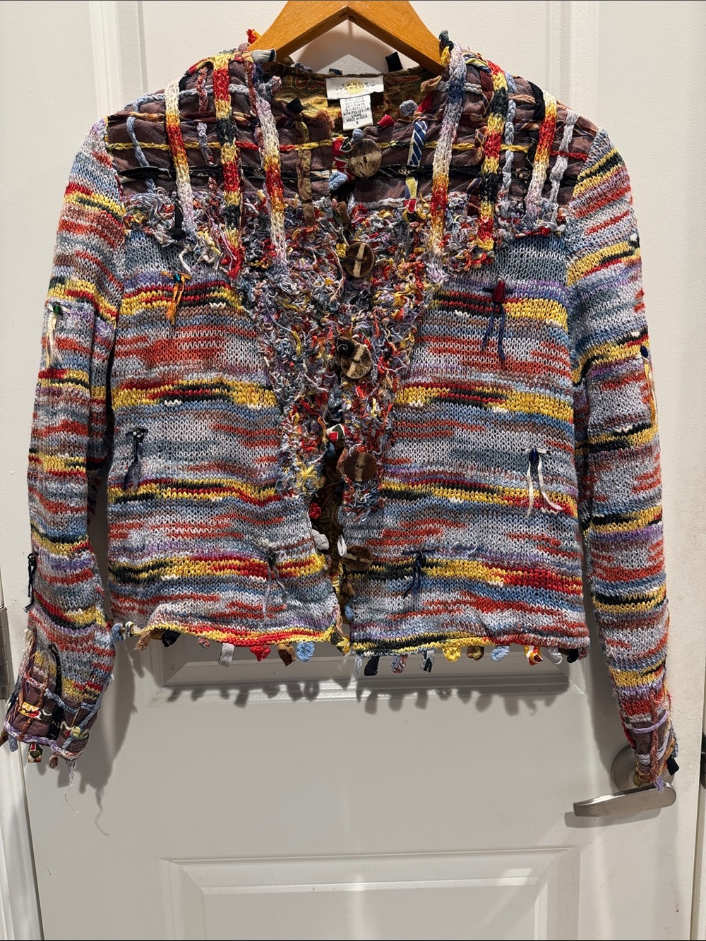 Multicolor Knit Fringe Blazer Jacket - Women